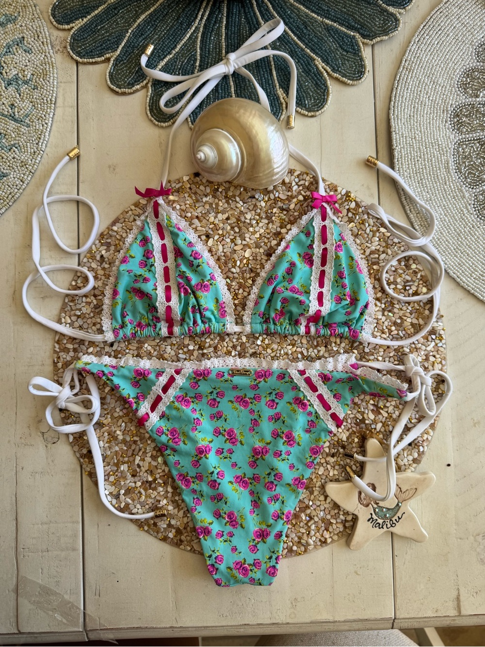 Beach Bunny Swimwear turquoise floral bikini - Picture 5 of 6
